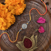 Vriksham Rakshabandhan Sliver Plated Floral With Heart Rakhi-RB169